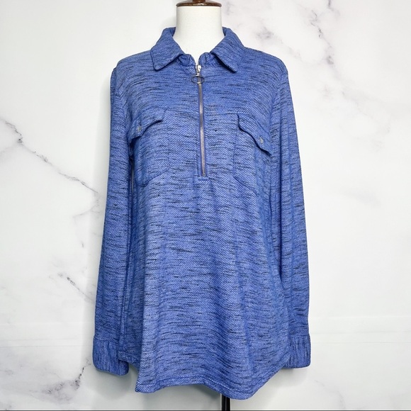 Soft Surroundings The Essential 1/2 Zip Blue Pullover Top - Picture 1 of 8